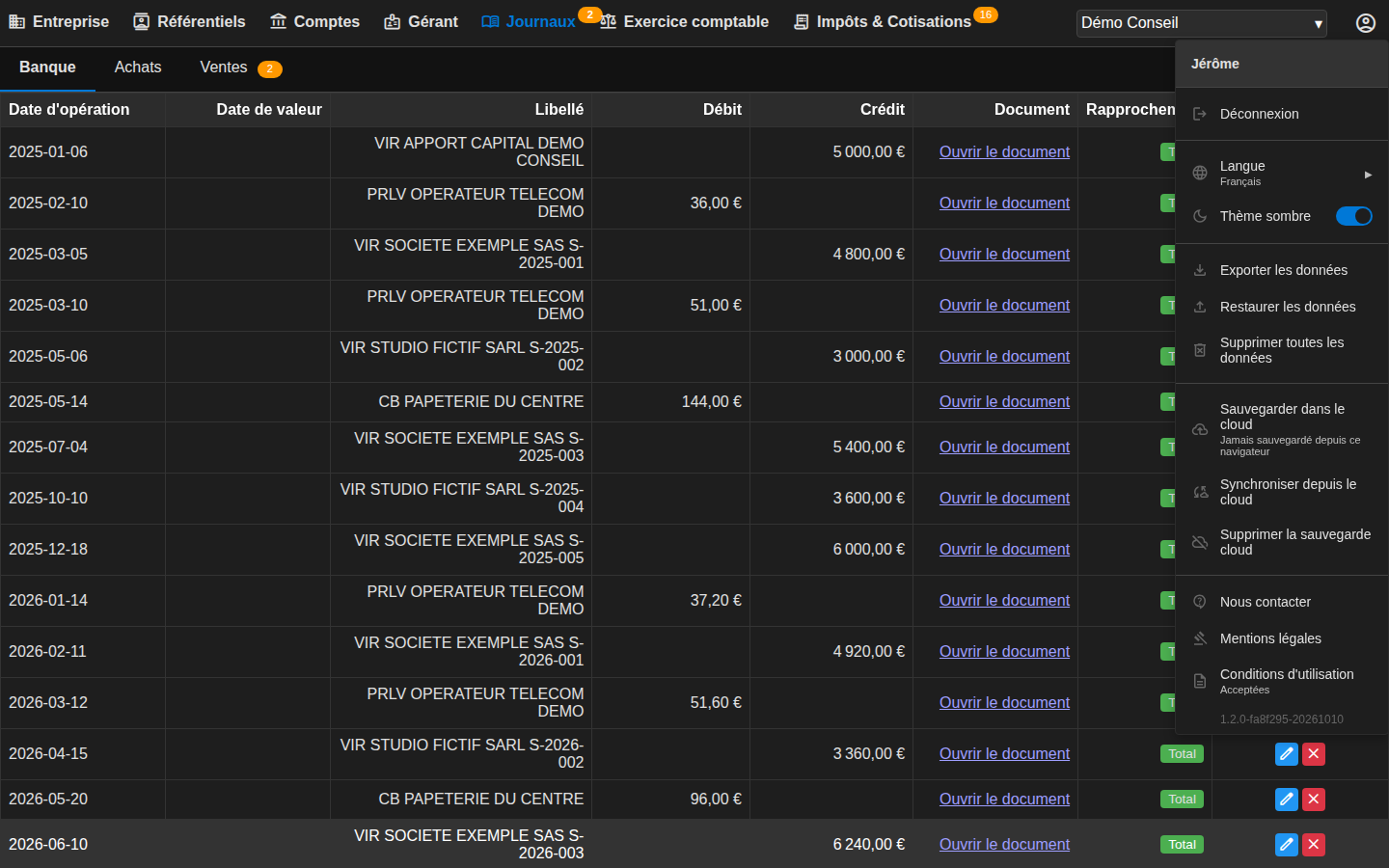 Data export and restore