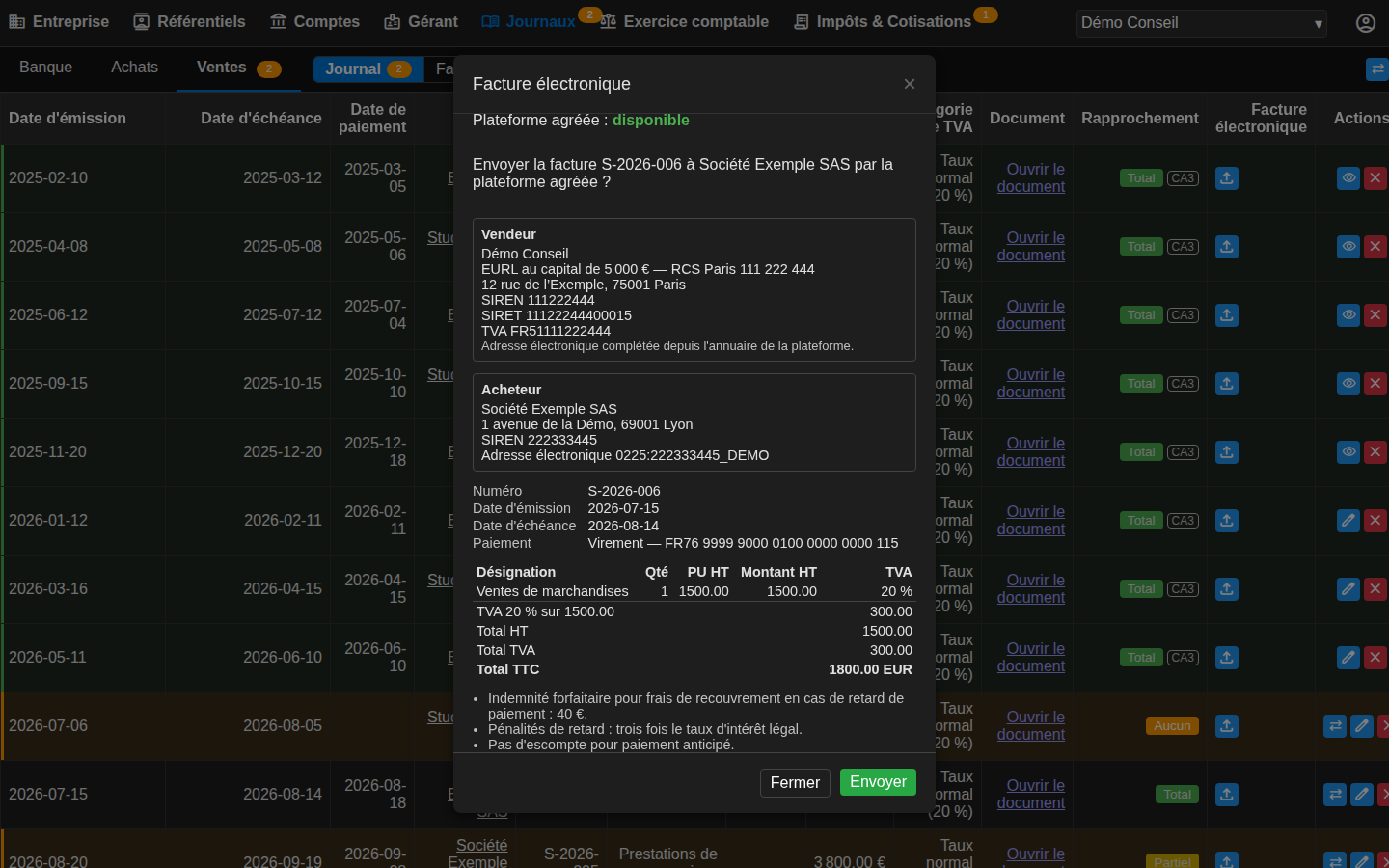 E-invoice data